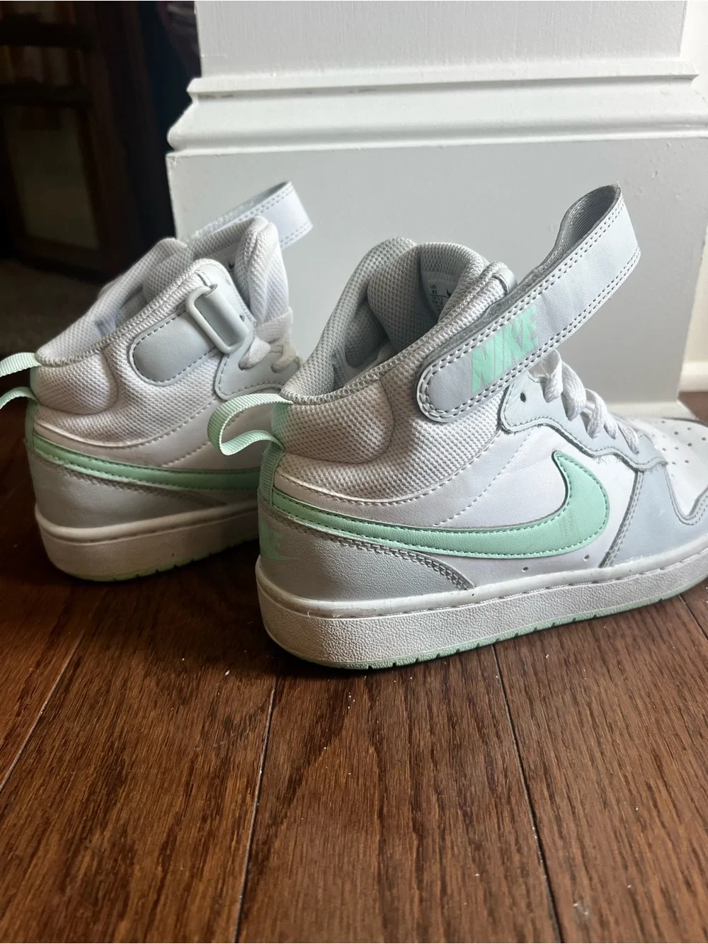 Nike Court Borough Mid 2 White Mint Green Mid Top Sneakers Youth 4Y